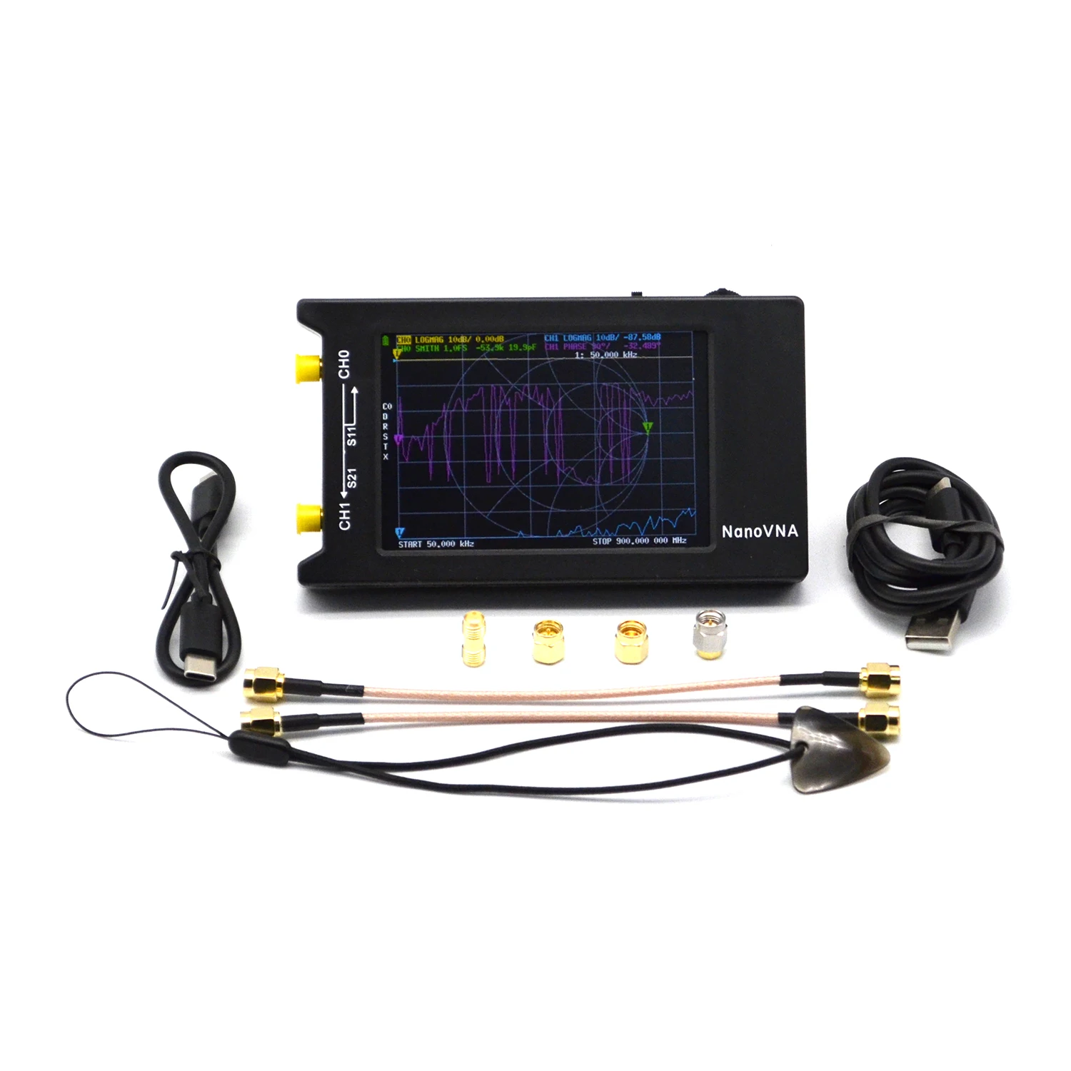 Векторный анализатор сети Nanovna H4 4 дюйма 50 кГц 1 5 ГГц HF VHF UHF антенны с дюймовым