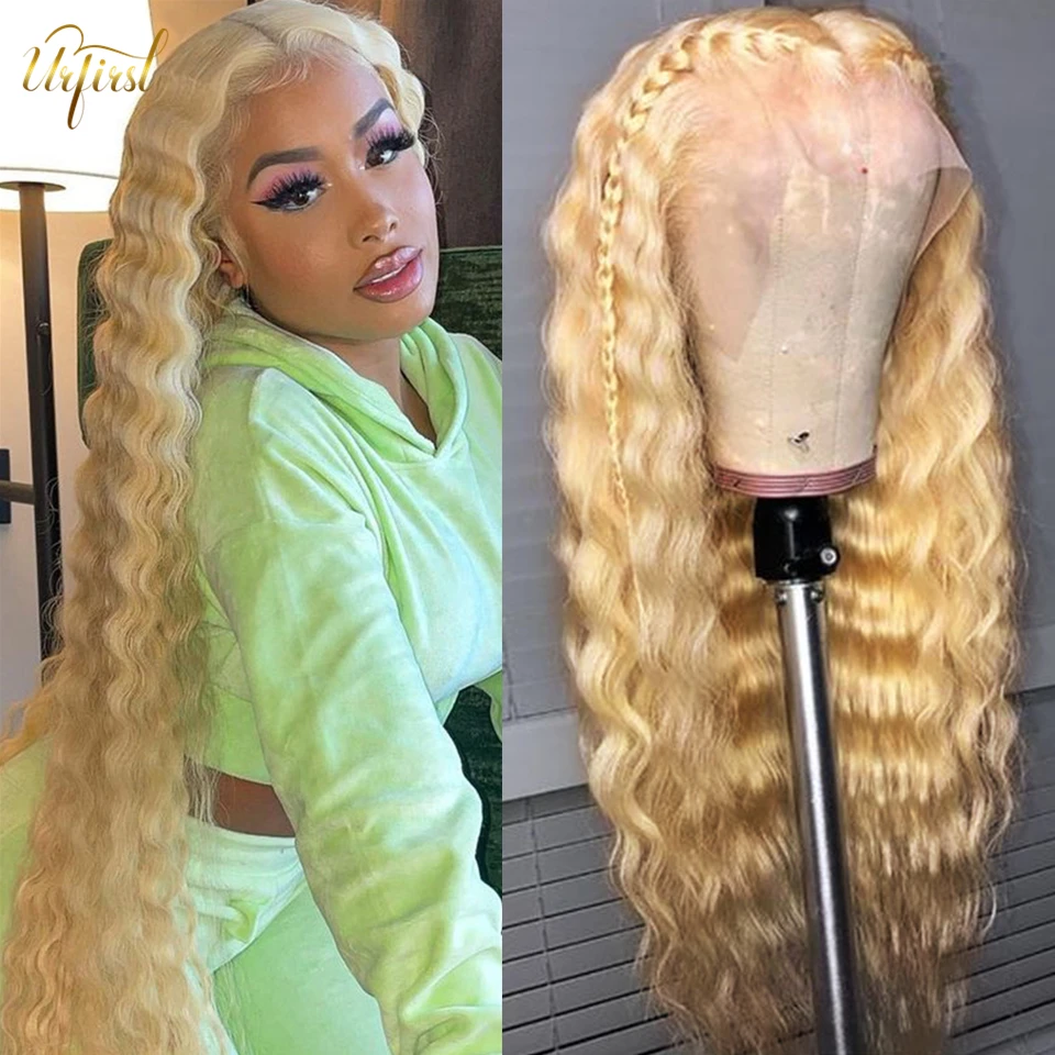 30 Inch 613 Blonde Lace Front Wig 13x6x1 Brazilian Deep Wave Frontal Wig Transparent Lace Wigs For Women Curly Human Hair Wigs