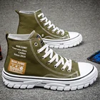 Кеды мужские с вулканизированной подошвой, холщовые кроссовки, Нескользящие, высокие, повседневная Студенческая обувь, модель 2021, лето