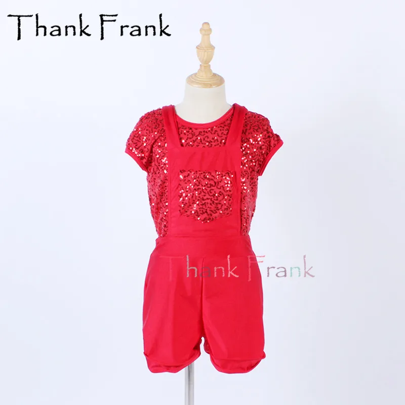 Новый современный костюм для девочек, детские и женские красные танцевальные костюмы с блестками для детей и взрослых, блестящая сценическая танцевальная одежда из 2 предметов, C762