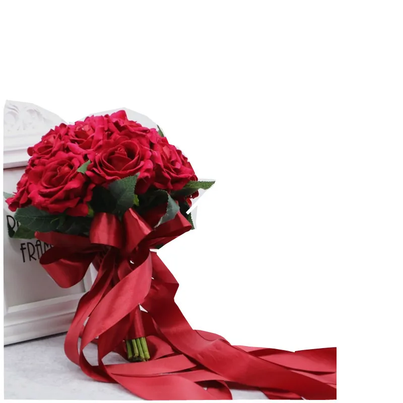 

Hi Shy Bridal New Bride Simulation Bouquets Wedding Red And White Roses Travel Shot Sen Department Of Small Fresh Fashion Luxury
