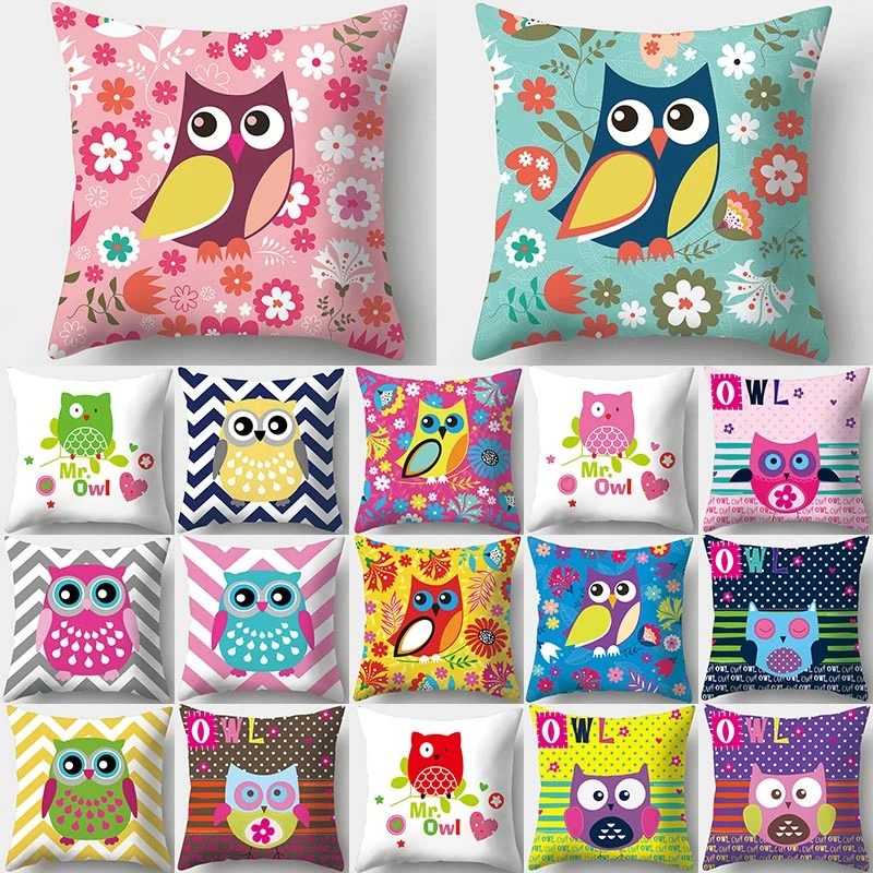 

Owl Flower Geometric Print Decorative Cushions Pillowcase Polyester Cushion Cover Throw Pillow Sofa Decoration Pillowcover 40513