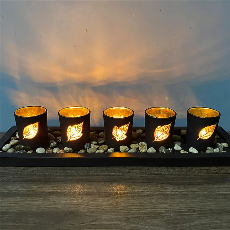 

Wooden Letter Candle Holder Set Glass Candle Holder Decoration Candle Holder Home Decoration Desktop Decoration Without Candle