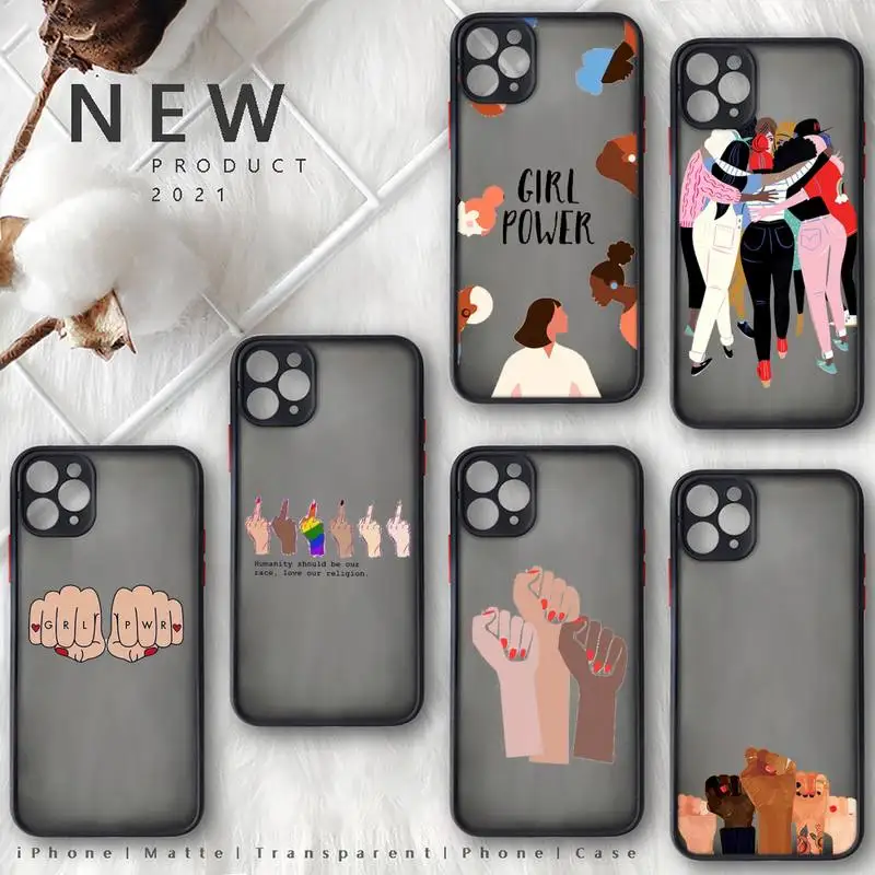 

Minimal Girl Power Feminist Aesthetics Phone Case matte transparent For iphone 7 8 11 12 plus mini x xs xr pro max cover