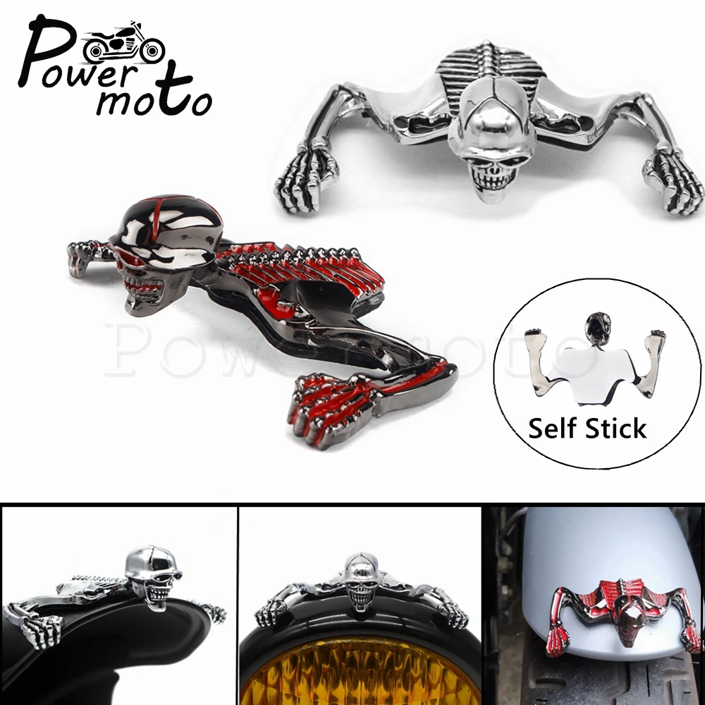 Steel Skull faro ornamento moto parafango anteriore punta visiere scheletro Trim faro visiera decorativa per Harley Custom