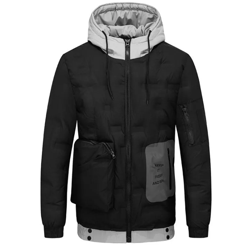 

Thicken Men winter down jacket Casual warm men's winter jackets Large size solid color hooded Parka men, Men coat