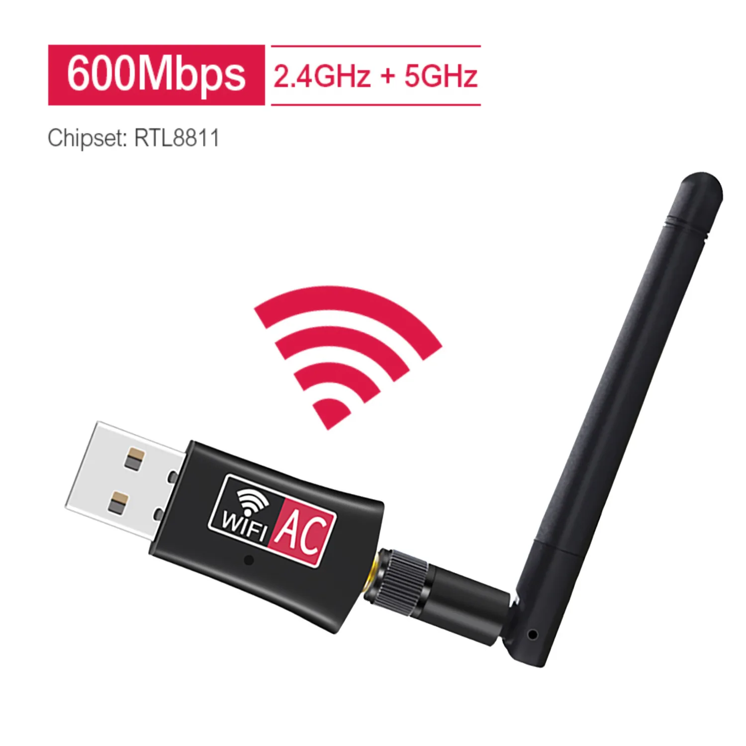 Беспроводной USB Wi Fi адаптер AC600 Двухдиапазонный 600 Мбит/с 2 4 ГГц 5 с антенной ПК