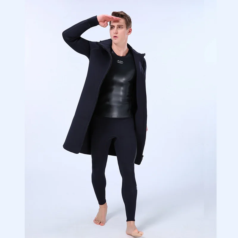 Мужская Неопреновая куртка от Гидрокостюма топ 3 мм с капюшоном и молнией спереди