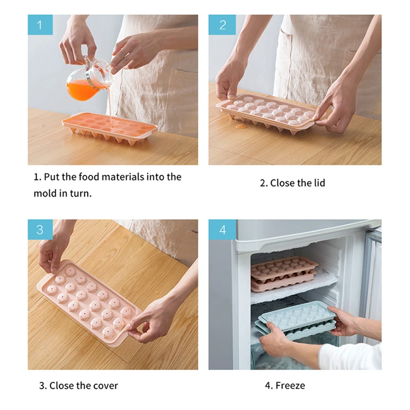 

Plastic Molds Ice Tray 18/33 Grid 3D Round Ice Molds Home Bar Party Use Round Ball Ice Cube Makers Kitchen DIY Ice Cream Moulds