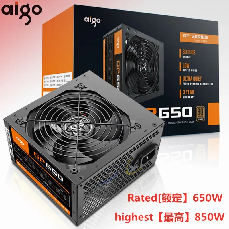 Aigo GP650 Active power 80PLUS BRONZE настольный источник питания E-sports Номинальная мощность 450 Вт. Максимальная мощность компьютера 850 Вт