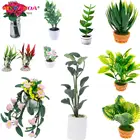 1:12 Миниатюрный Кукольный домик, мини-дерево в горшке для зеленых растений, кукольный домик, мебель, домашний декор, имитация горшечных растений