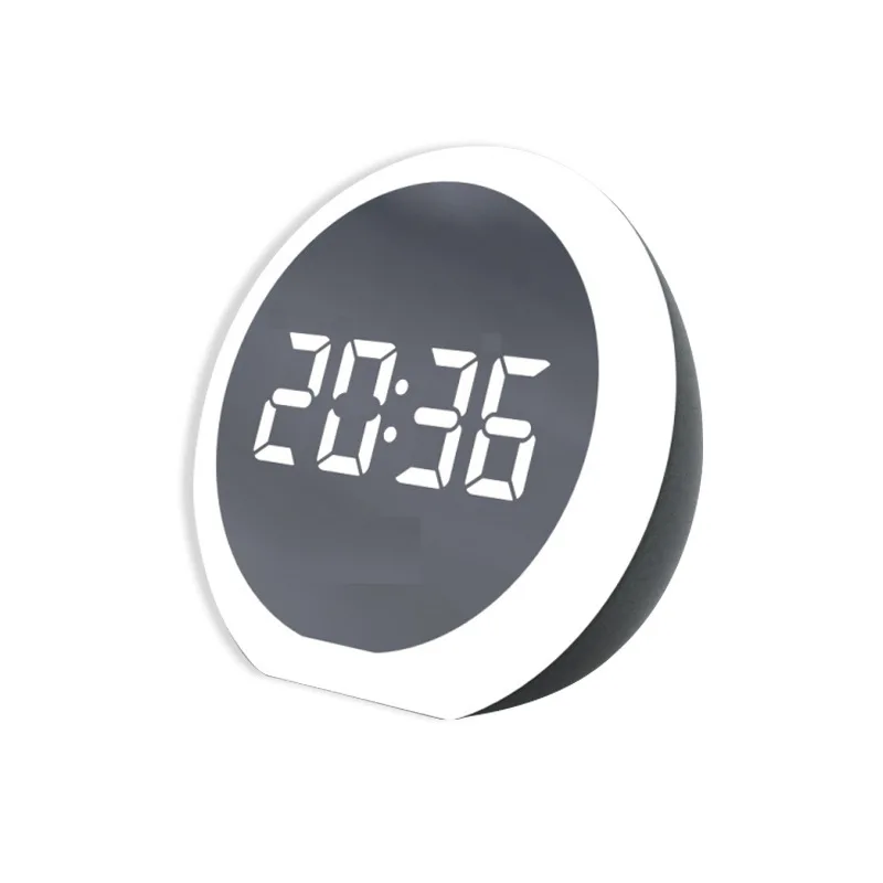 

Electronic Desk Clock Round Shape LED Dislay Alarm Clock Snooze Function