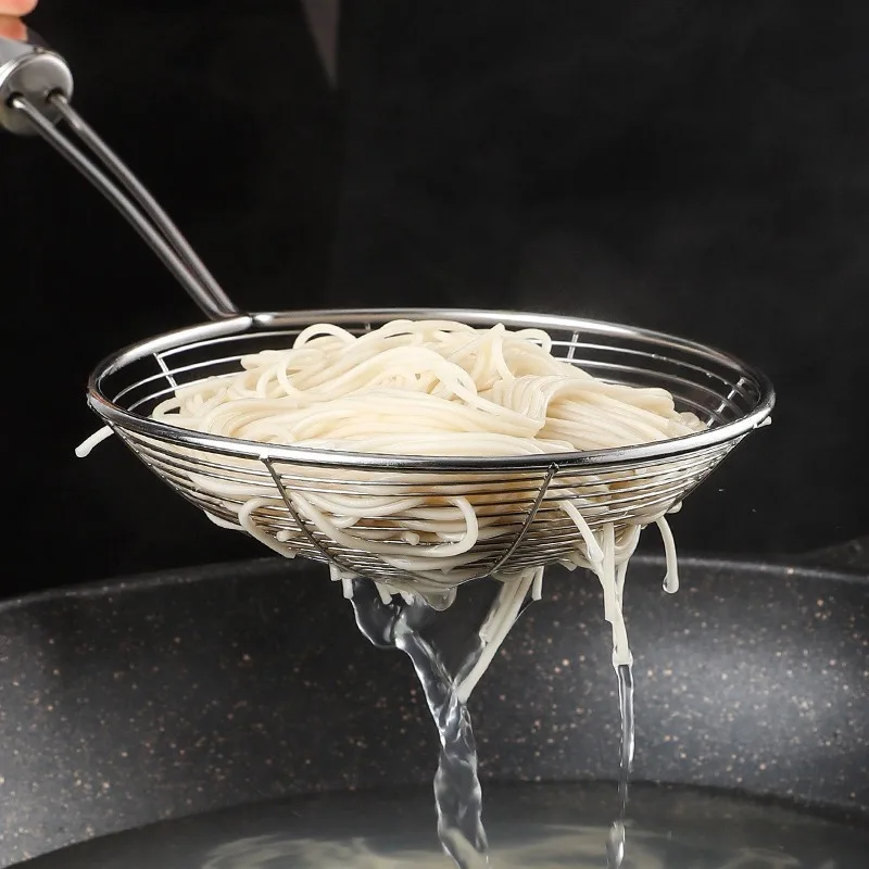 304 stainless steel kitchen tools filter oil residue foam spoon flour sieve frying pan | Дом и сад