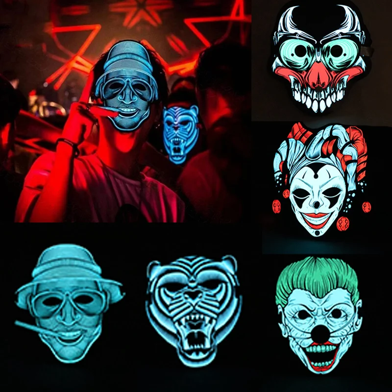 Недавно голос Управление светящаяся маска светодиодный Хэллоуин Бар КТВ