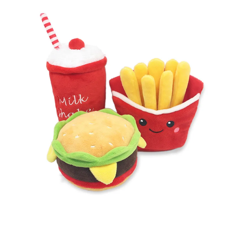Оптовая Продажа хлопок еда плюшевые игрушки гамбургер игрушечная собака
