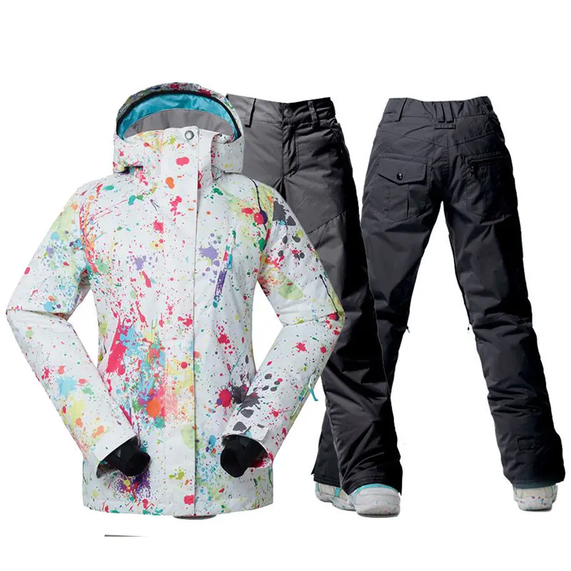 Gsou зимняя женская куртка зимний Сноубординг одежда водонепроницаемый ветрозащитный лыжный костюм лыжные куртки и нагрудники зимние штаны