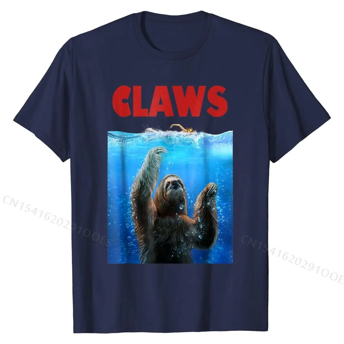 

T-Shirt - Sloth Terrorizing Swimmer, Beware of Claws Cute Man T Shirts Printed On Tops & Tees Cotton Birthday