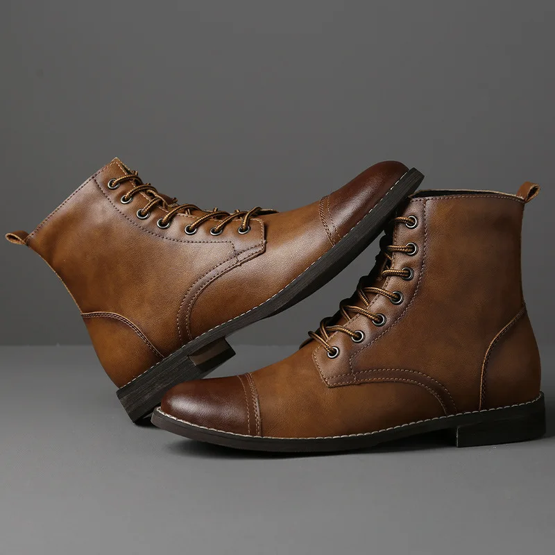 Брендовые мужские ботинки плюшевые теплые кожаные уличные водонепроницаемые