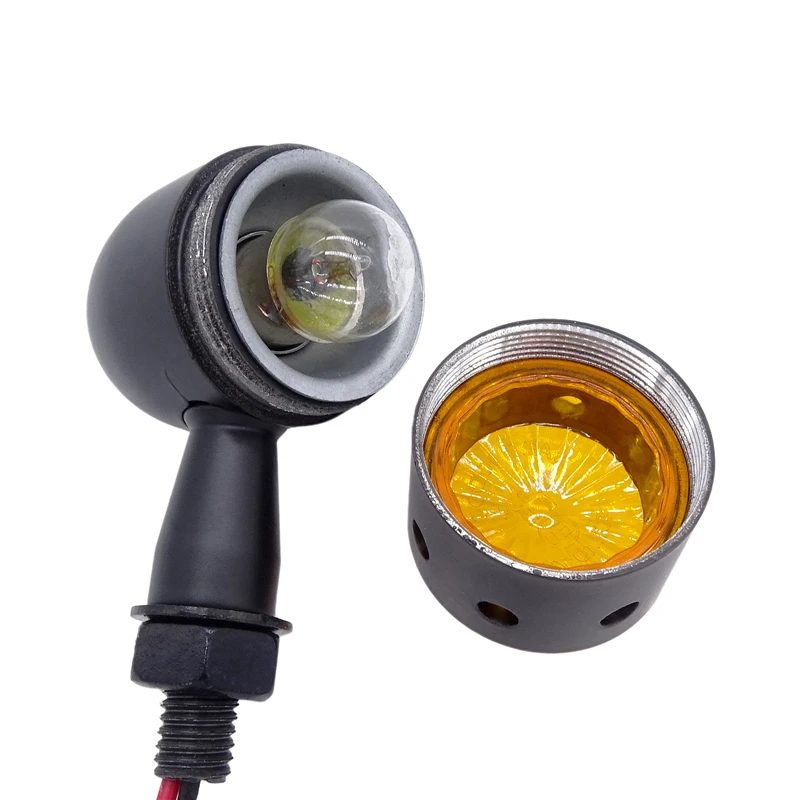 1 пара хромированных черных мотоциклетных светодиодных ретро мигалок с