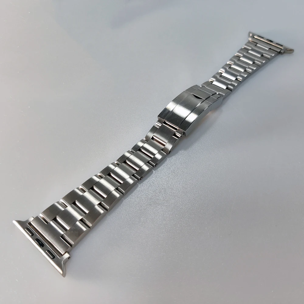 CARLYWET Oyster Steel Watch Band Strap with For Apple Watch Band 44mm 40mm 42mm 38mm Series SE/6/5/4/3/2/1 iWatch Watch Bracelet