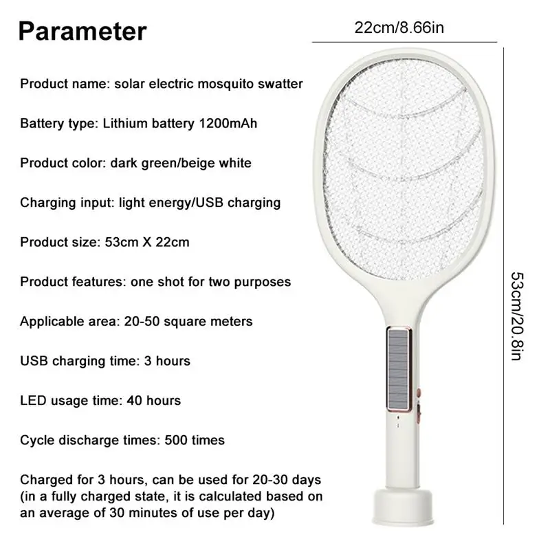 

Electric Mosquito Killer USB Rechargeable Bug Zapper Mosquito Insect Killer Racket Fly Swatter Home Useful Supplies