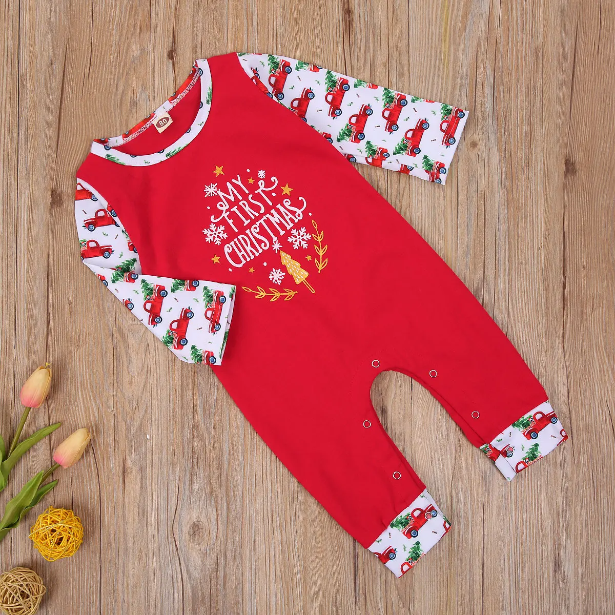 

0-18M Infant Baby Boys Girls Clothing Xmas Print Striped Long Sleeve Romper Christmas Newborn Jumpsuit Toddler Fall Clothes