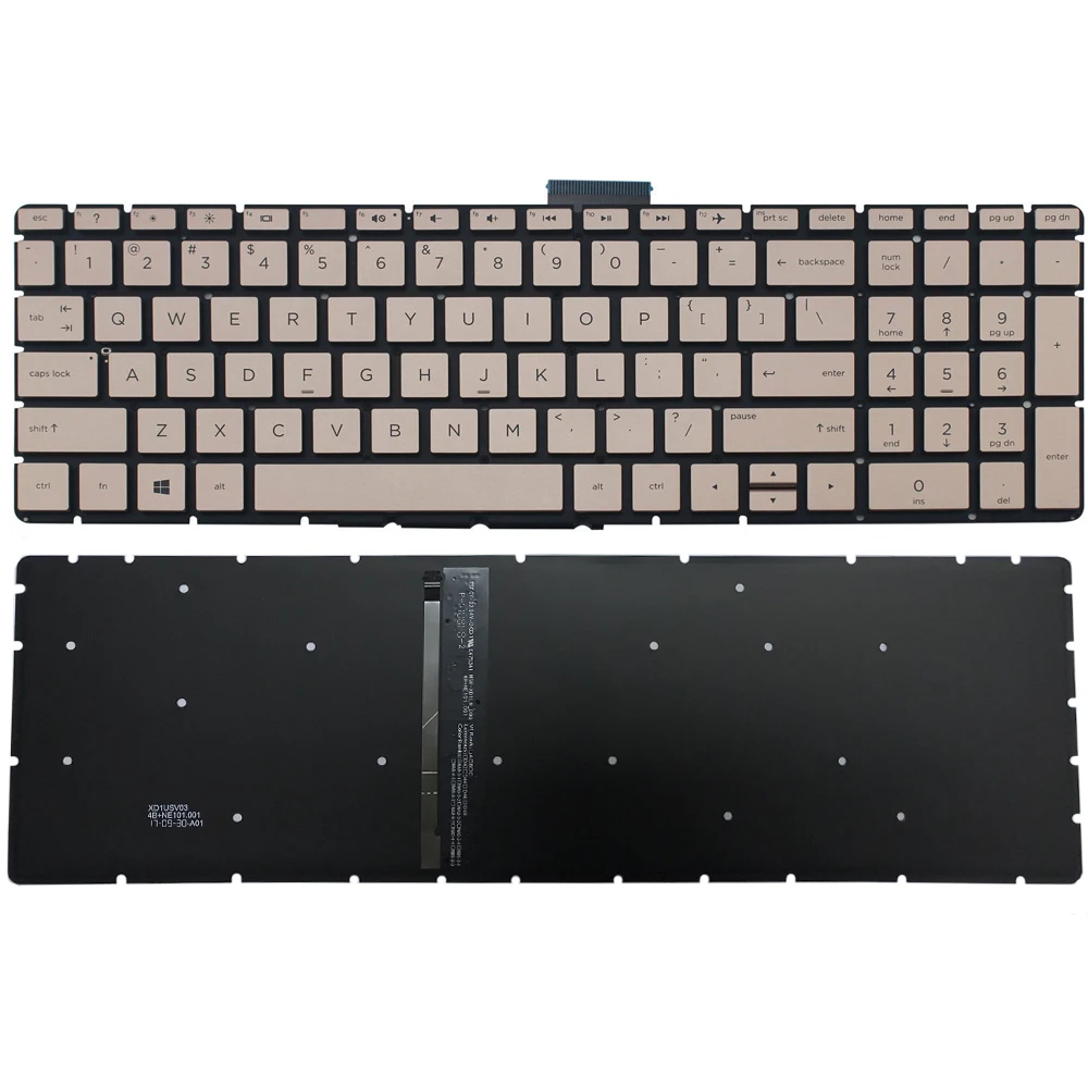 Новая золотая клавиатура с подсветкой для HP 15-bs000 15-bs100 15-bs500 15-bs600 US Новая золотая клавиатура с подсветкой для HP 15-bs000 15-bs100 15-bs500 15-bs600 US