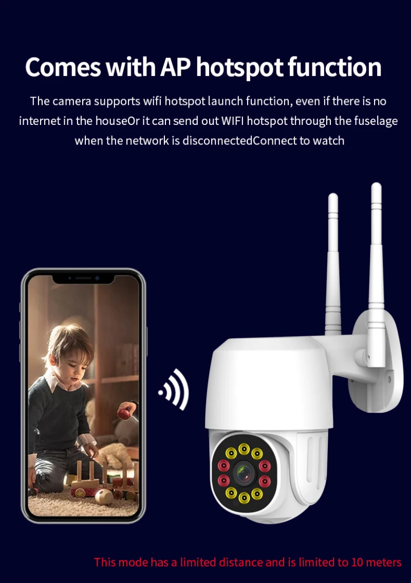 IP-камера наружная беспроводная с датчиком присутствия 1080P PTZ Wi-Fi H.264 2 МП |