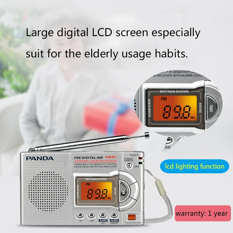 Цифровой FM AM радио MW и SW с наушниками Built-in Speaker ЖК-экран ночной Светильник Walkman для