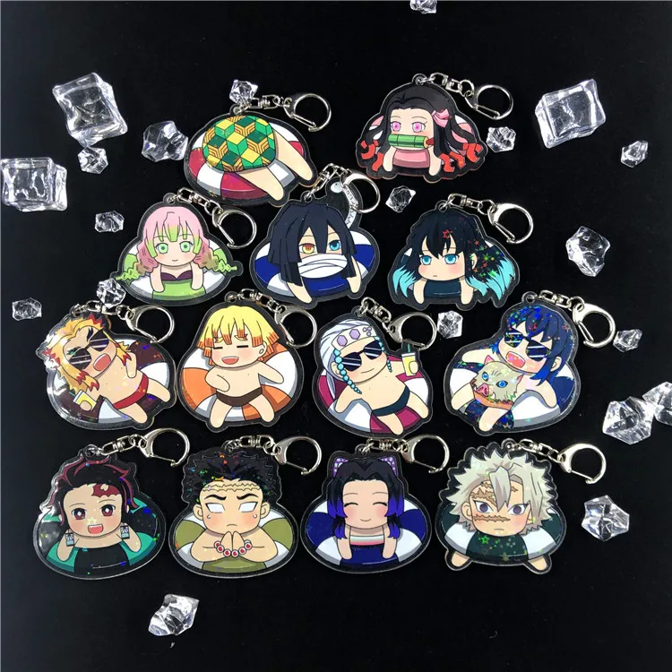 

Demon Slayer Beverage Bottle Keychain Cute Brinco Blade Of Ghost Key Chain Kamado Tanjirou Cosplay Yaiba Keyring Pendant