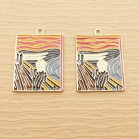 10pcs 23x30mm enamel abstract painting charm for jewelry making earring pendant bracelet necklace accessories diy craft supplies