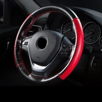 diy 38cm car steering wheel cover pu leather braid on the steering wheel of car with needle and thread interior accessories