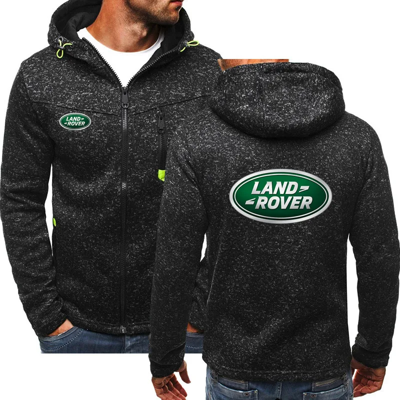 

2021 Land Rover car logo brand camouflage pocket hooded wool cardigan jacket men's hooded sports pullover