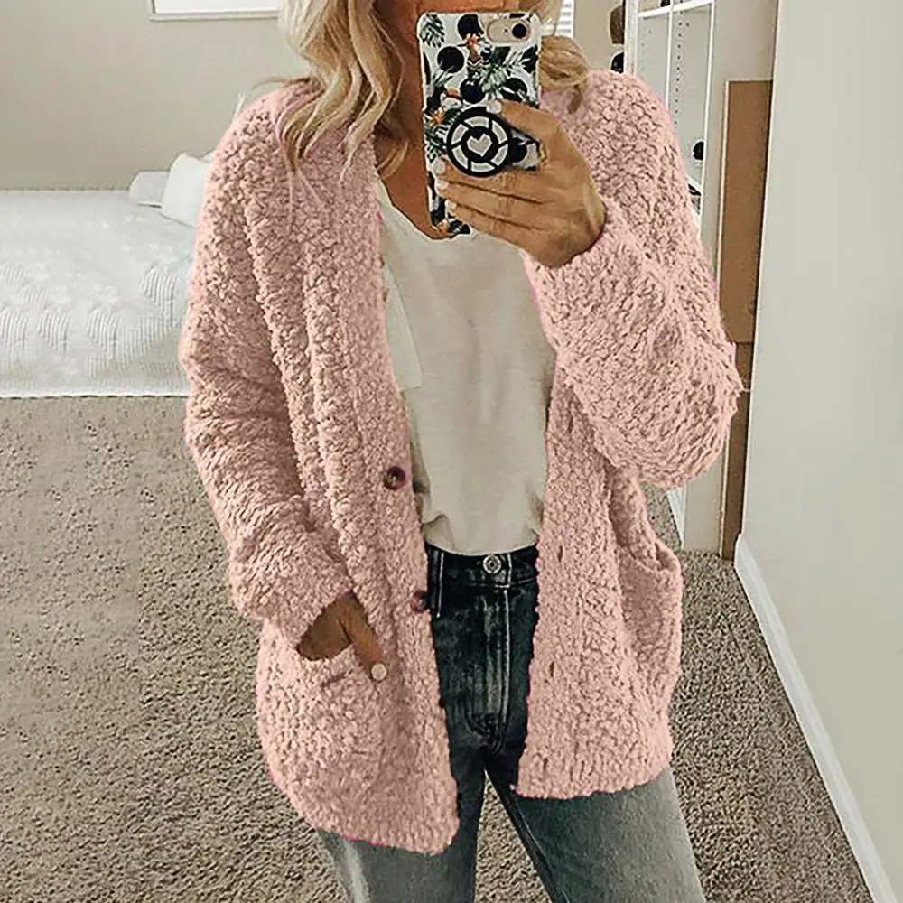 Женский Повседневный Кардиган на пуговицах однотонная блузка с длинным рукавом