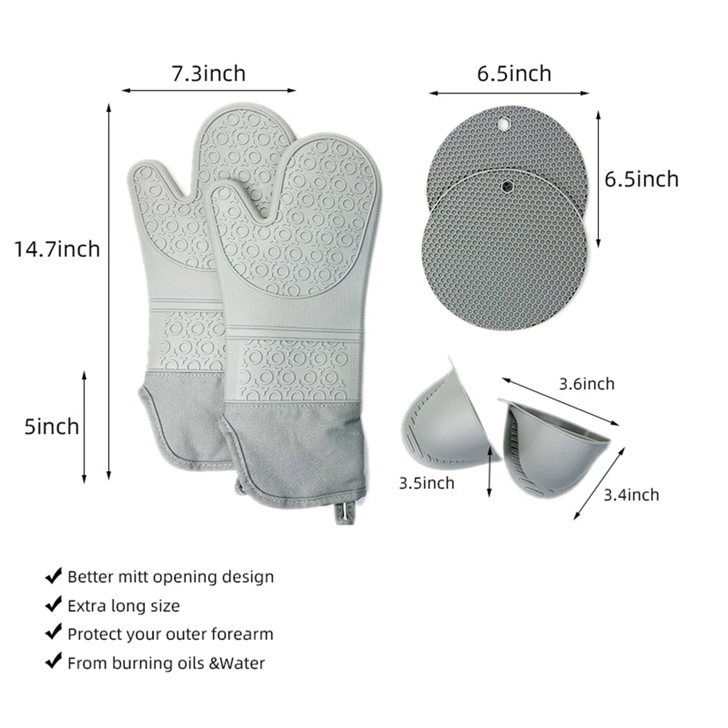 

Silicone Anti-scalding Oven Gloves Mitts Potholder Kitchen BBQ Gloves Tray Pot Dish Bowl Holder Oven Handschoen Gloves