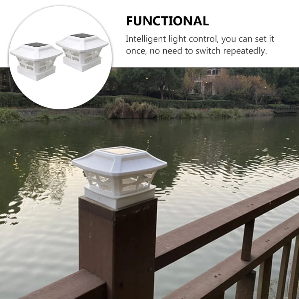 

2pcs Outdoor Waterproof Pillar Lamp Courtyard Fence Post Lamp Solar Energy Light