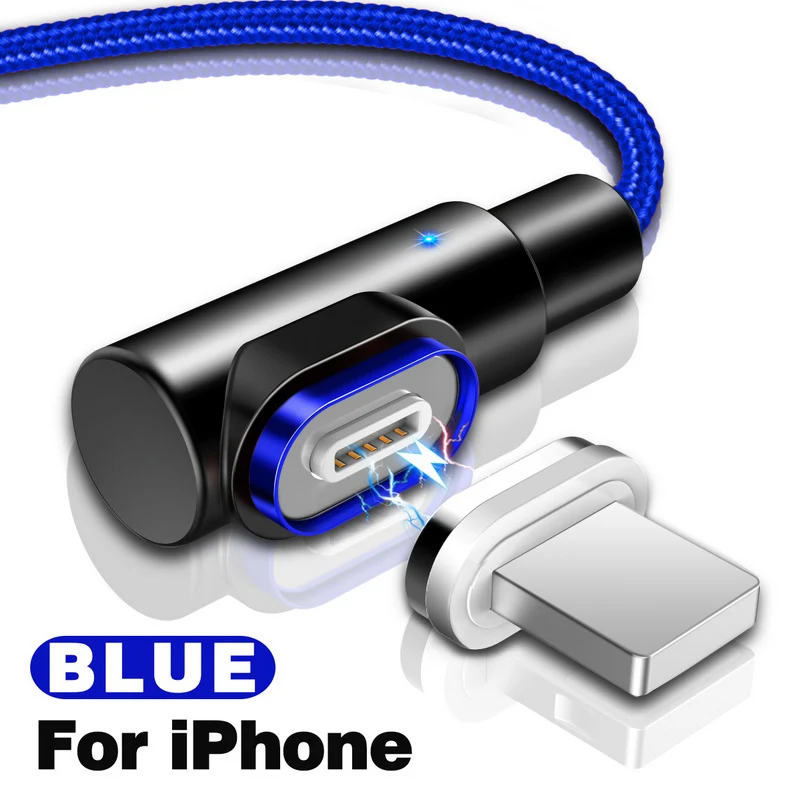 GETIHU 2 м Быстрый Магнитный кабель 2.5A Быстрая зарядка Micro USB зарядное устройство type C Зарядка для iPhone XS X 8 7 6 Магнитный шнур для мобильного телефона - Цвет: For iPhone Blue