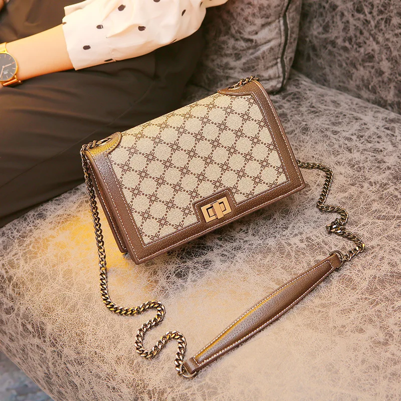 

Genuine Leather Women Flaps 2021 New Fashion Vintage Plaid Crossbody Bag Ladies Designer Handbags V Bags In Luxury Handbags Gg