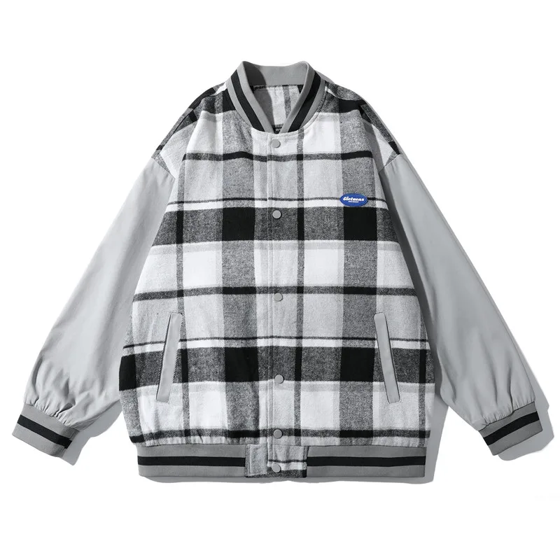 Осенняя Новинка Высококачественная клетчатая бейсбольная куртка для мужчин и