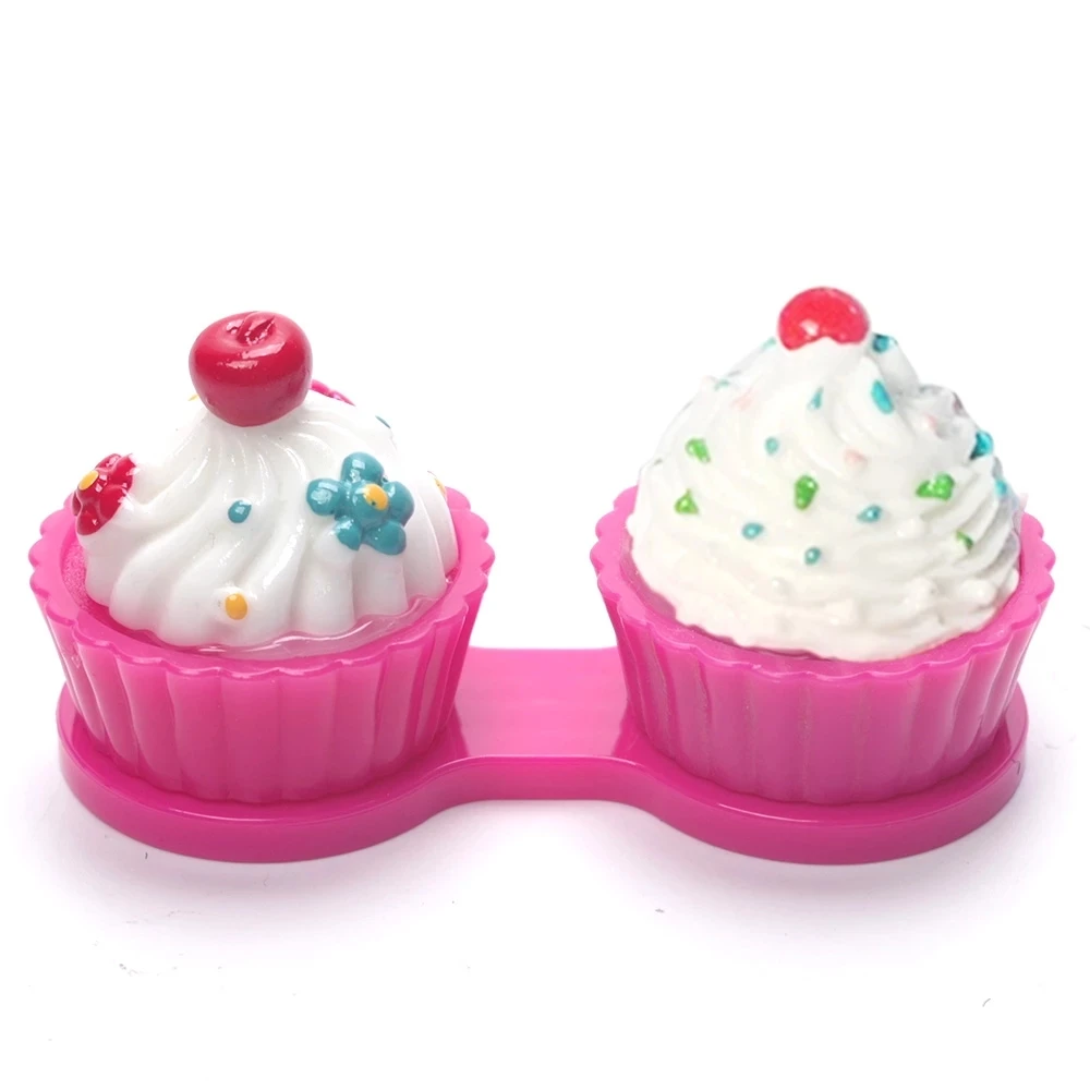 Мультяшный милый кремовый торт очки искусственные контактные линзы чехол для