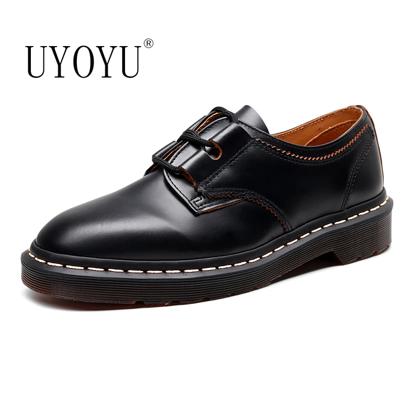 Ботильоны унисекс из натуральной кожи высокие на шнуровке мотоциклетная обувь