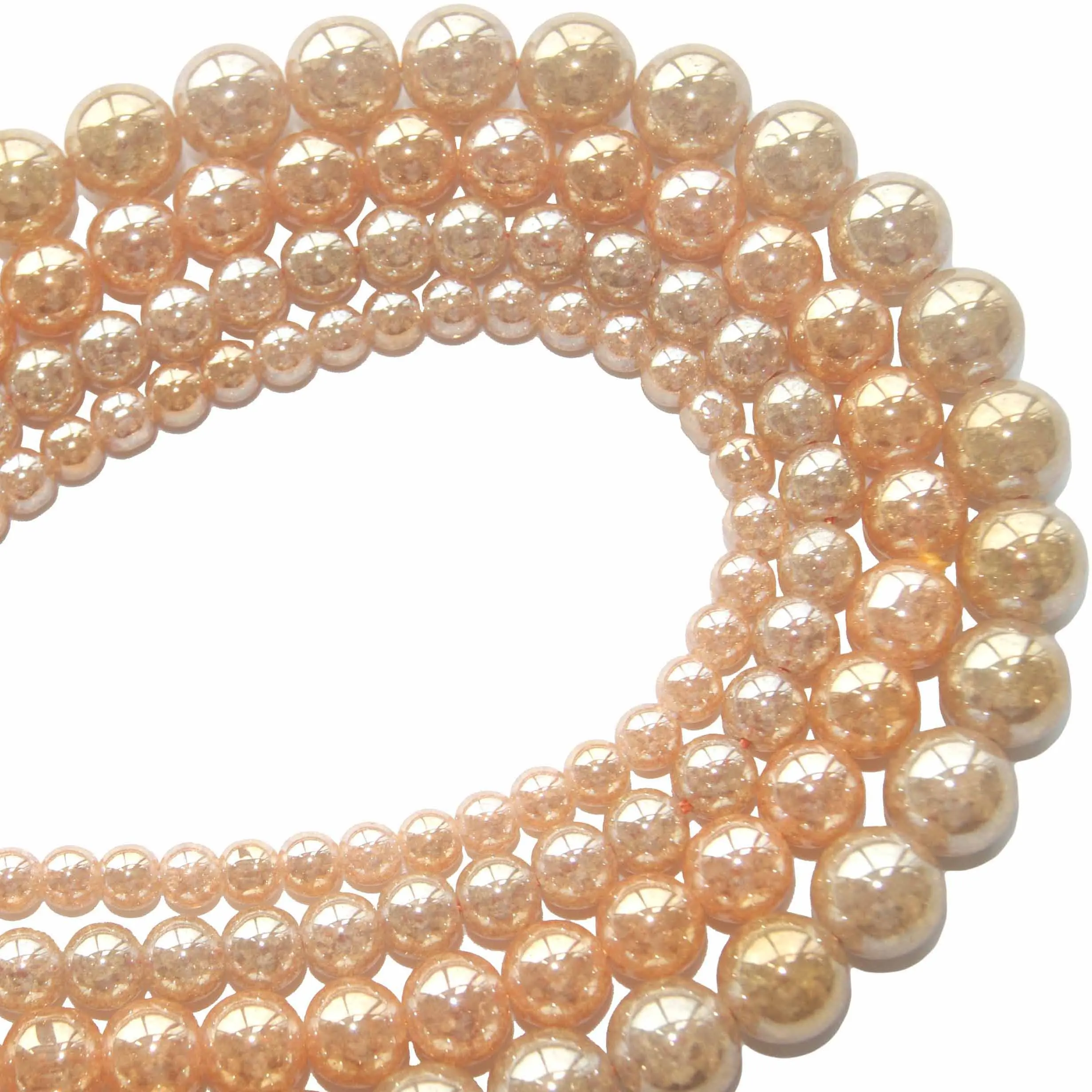 

Natural Plated Champagne Color Snow Cracked Crystal Stone Beads 6 8 10 12 MM Pick Size For Jewelry Making Diy Bracelet Necklace