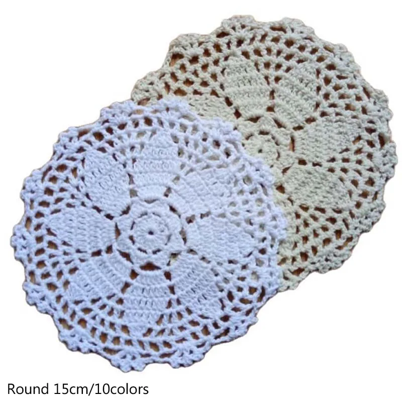 

NEW Round Lace Crochet Table place Mat cloth cotton Placemat cup mug tea coffee coaster drink Pad doily dining Christmas kitchen