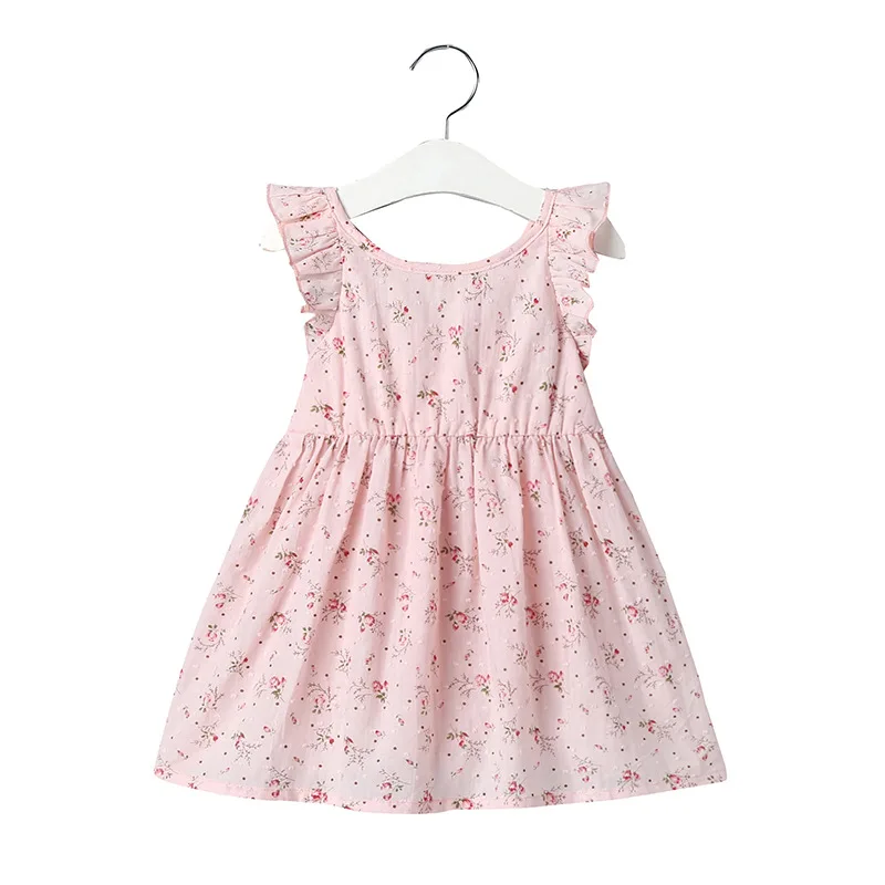 

Summer 2020 Girls Dress Girls Summer Cute Dress Sleeveless Print Floral O Neck Pink Casual A-line Dress Vestidos 12M-GT