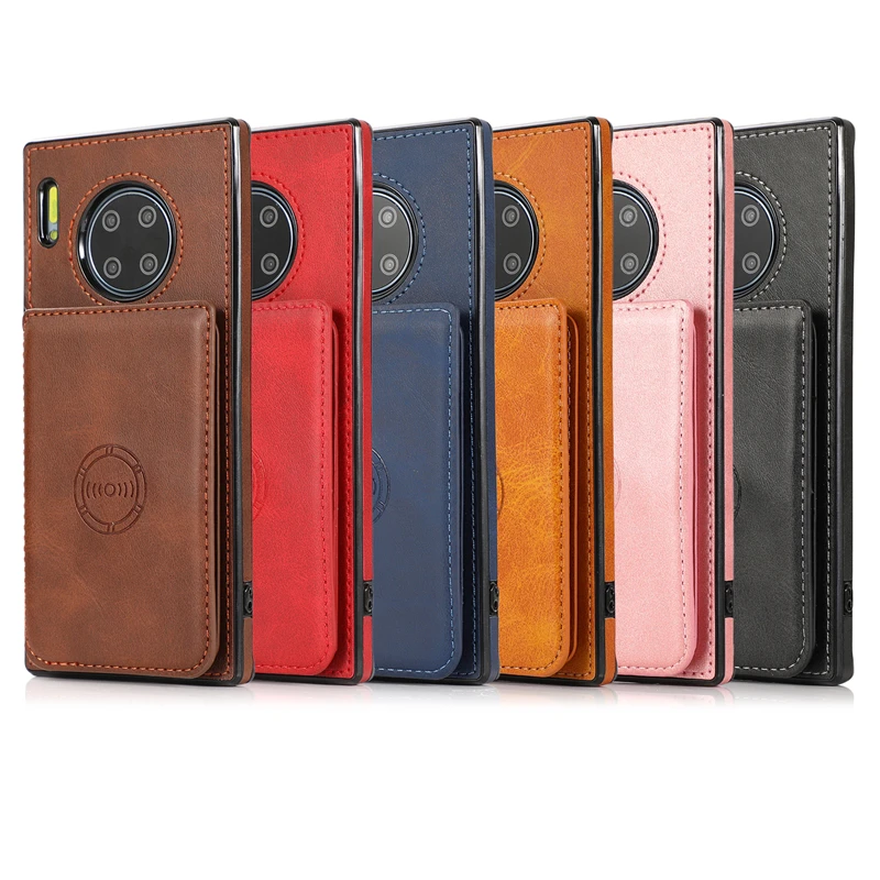 

Luxury Retro Flip Leather Case For HUAWEI P30 P40 MATE 30 PRO Multi Card Holder Vehicle Magnetic Wallet Solid color Phone Cases