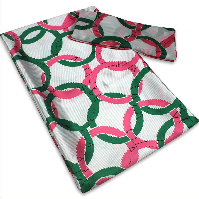 

2021 Imitated Satin Silk Wax Materials Soft Nigerian Silk Chiffon Fabric African Fabric Ankara Hot Sale Wax Prints Fabric 6yards