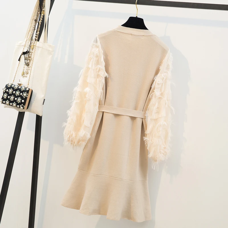 Женский костюм с рукавом-фонариком платье для полных женщин большого размера на