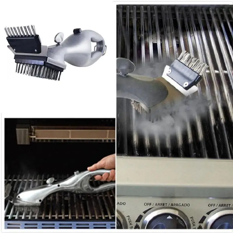 

Stainless Steel BBQ Cleaning Brush Outdoor BBQ Grill Brush Barbecue Grill Cleaner Steam BBQ Accessories Cooking Tools