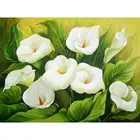 Картина сделай сам Gatyztory в раме Белая лилия, картина по номерам с цветами, ручная роспись маслом, современный холст для домашнего искусства, раскраска 60x75 см