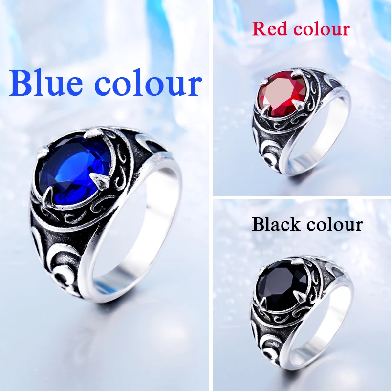 Мужское кольцо из титановой стали с синим камнем|titanium steel|steel mens ringsfashion rings |